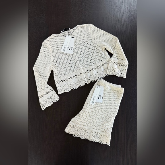 ZARA Crochet Two-Piece Set - Cream - Picture 3 of 7